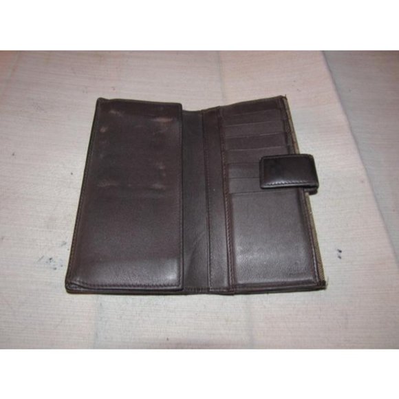 Gucci Brown Large G Logo Print Canvas And Brown Leather Vintage Wallet - Picture 10 of 12